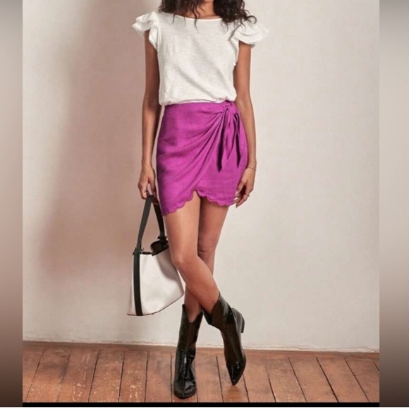 SHEIN Frenchy Scallop Trim Wrap Knot Side Skirt size L new without tag - Picture 1 of 12